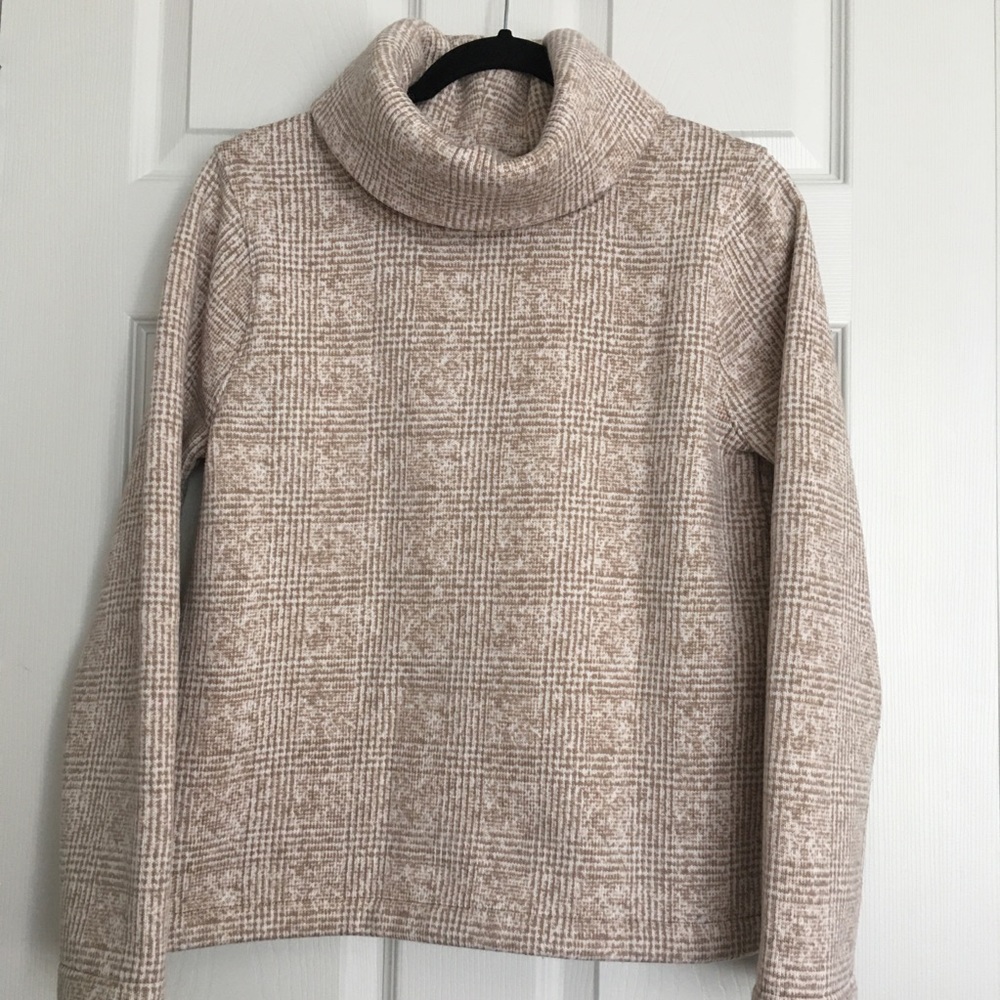 J.Crew  Medium Cowl Neck Thick Ivory Tan Sweater